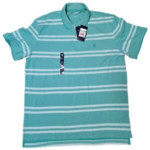 IZOD Men's Striped Golf Polo Shirt‎ Short Sleeve Casual Large Billard (H)